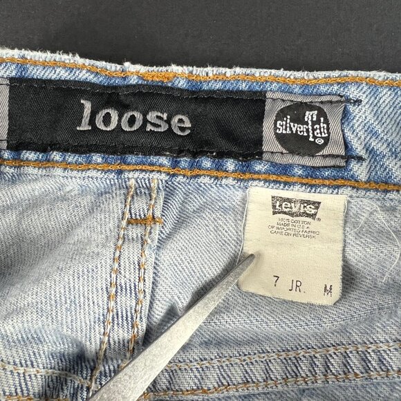 VTG 90s Levi's Silver Tab Jean Junior 28x30* Loose Blue Distressed Denim Tag 7Jr - Picture 9 of 16